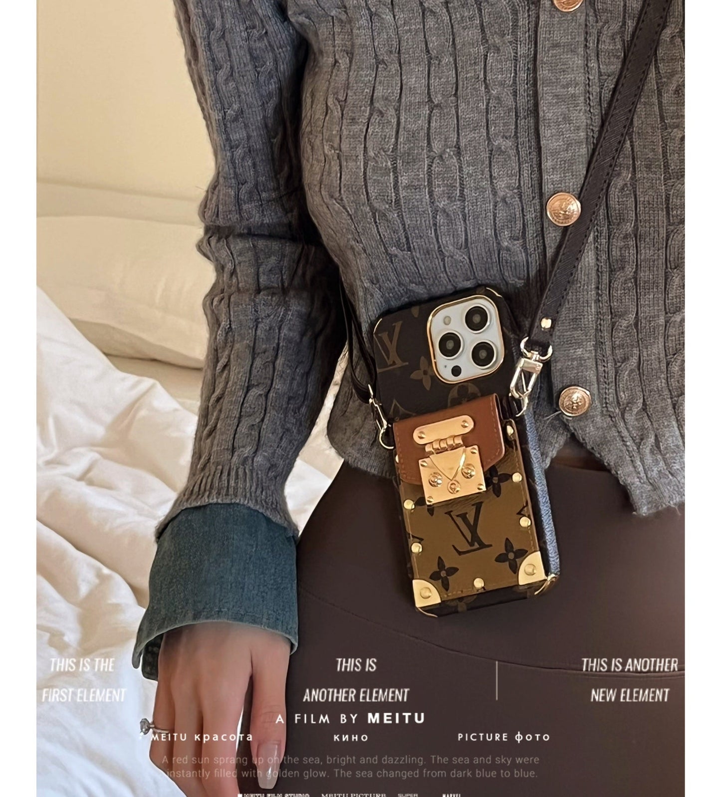 LV Monogram Crossbody Phone Case for iPhone