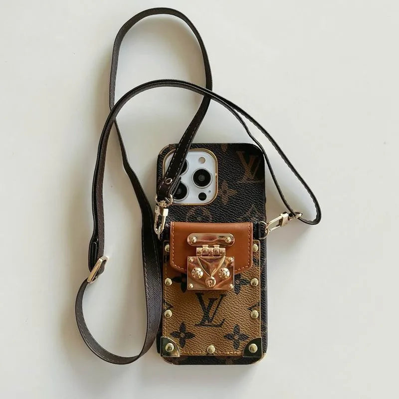 LV Monogram Crossbody Phone Case for iPhone