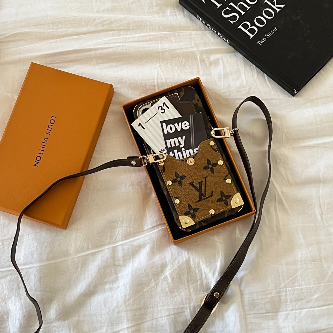LV Monogram Crossbody Phone Case for iPhone