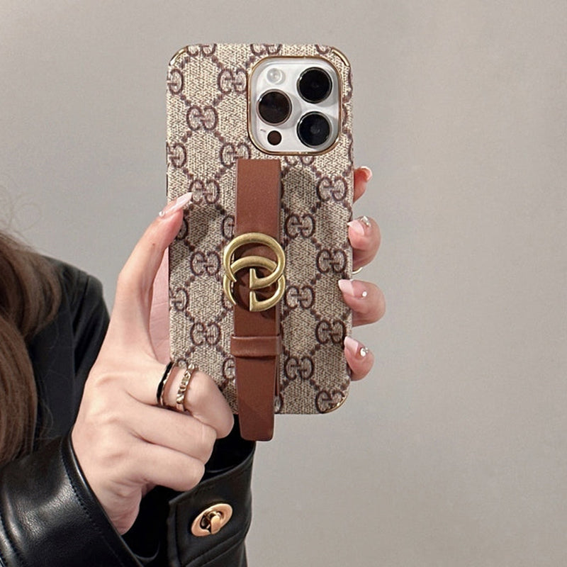 GG iPhone Case With Holder Brown