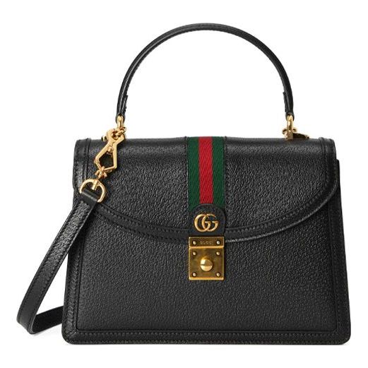 MLB Gucci Ophidia Series GG Locks Leather One Shoulder Crossbody Tote Small Black 651055-DJ2DX-1060