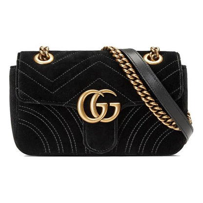 MLB Gucci GG Marmont ClassicG Crossbody Bag Single Shoulder Bag Black 446744-K4D2T-1000