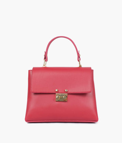 Maroon mini top-handle bag