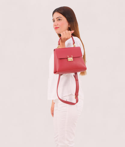 Maroon mini top-handle bag