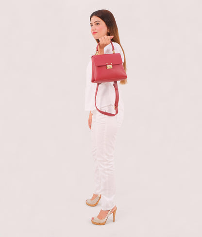Maroon mini top-handle bag
