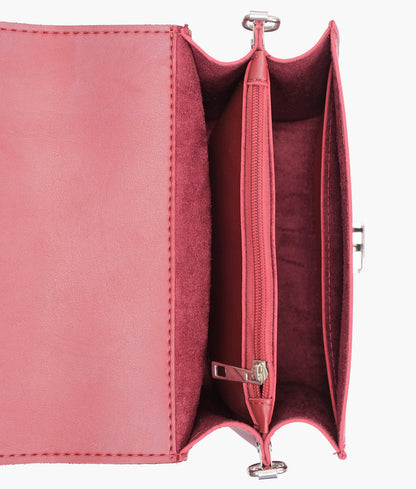 Maroon top-handle mini cross-body bag