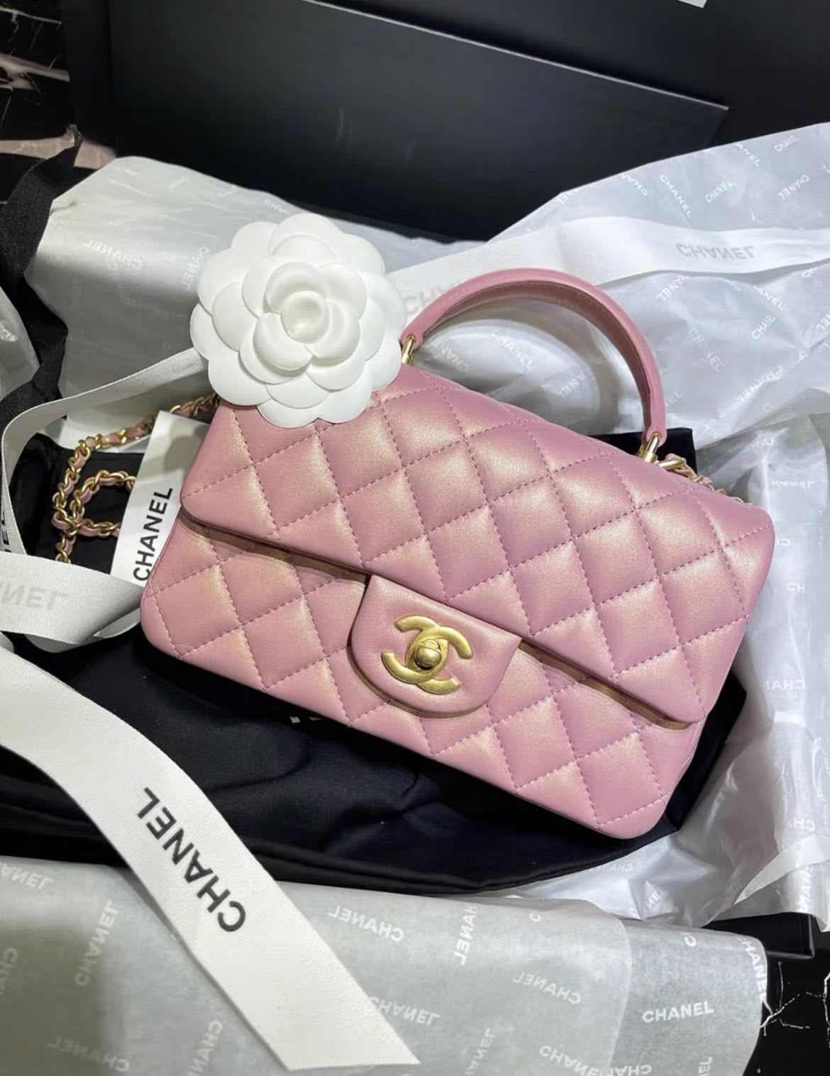 Chanel Lambskin Gold Shoulder Bag Style 20