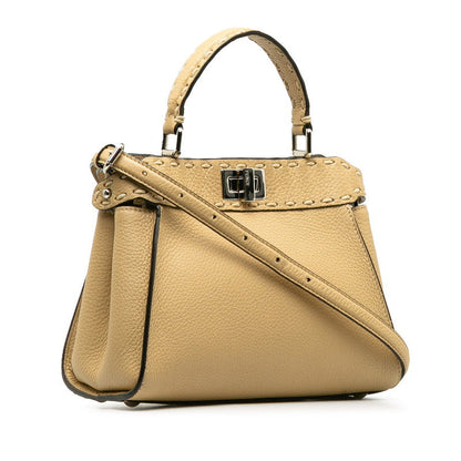 Fendi Mamma Baguette Canvas Leather 2Way Bag