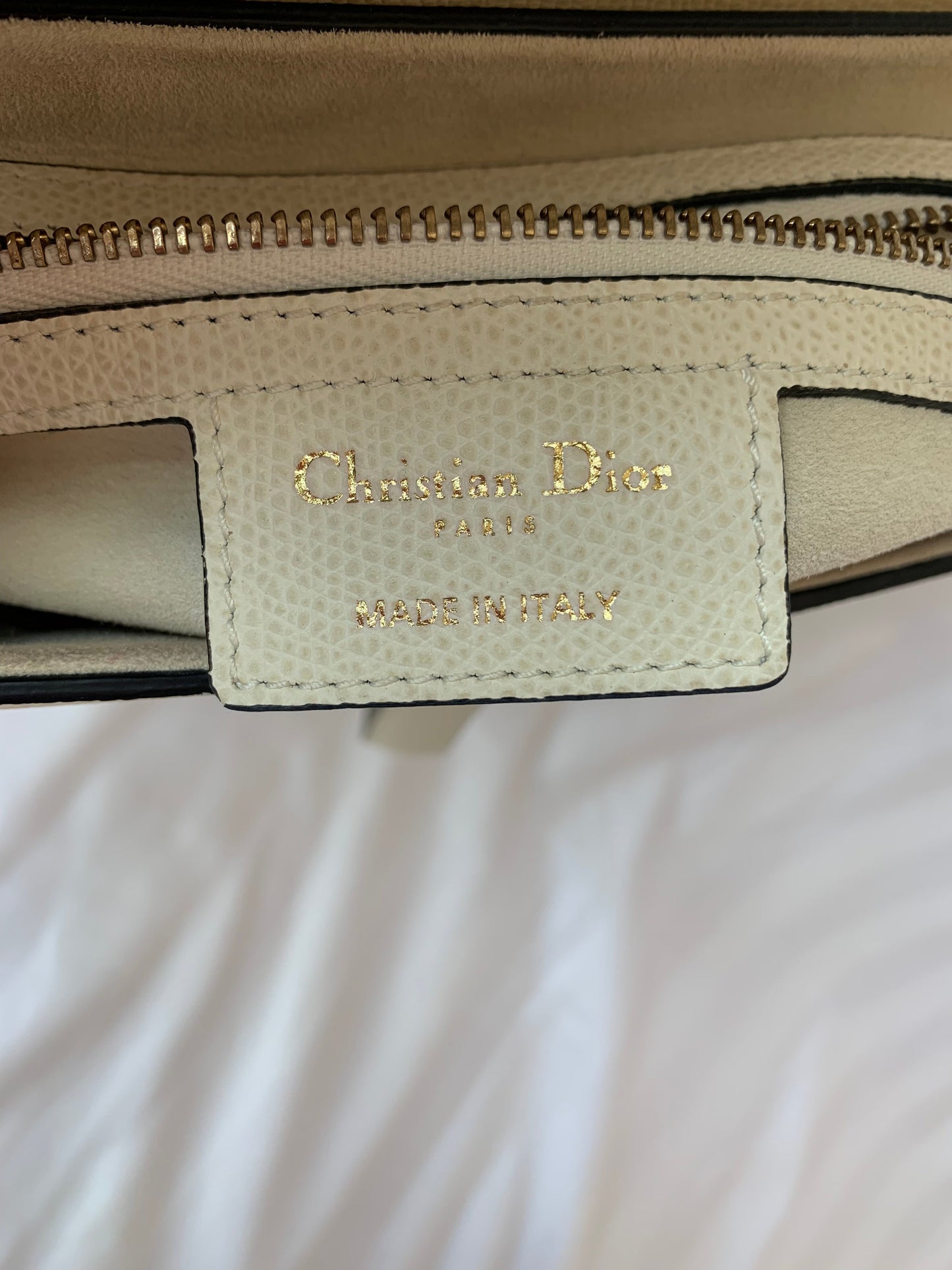 Dior Saddle White Medium Grained Leather Handbag like new