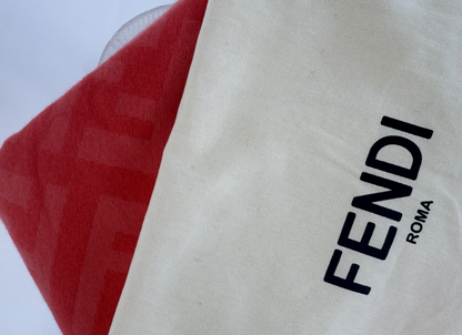 Fendi FF Print Tulip Woven Cashmere Fringe Scarf