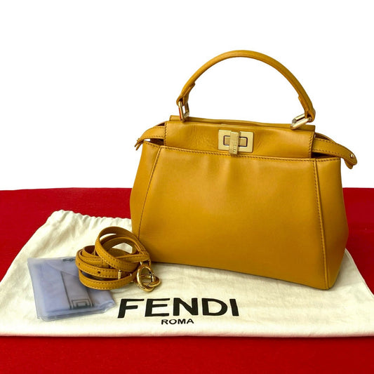 Fendi Peekaboo Leather Red Handbag Style 36