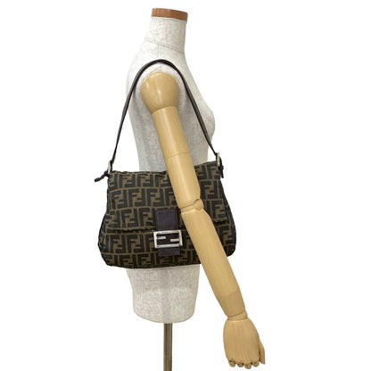 Fendi Zucca FF Canvas Leather Shoulder Bag