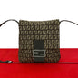 Fendi Zucchino Canvas Leather Shoulder Bag