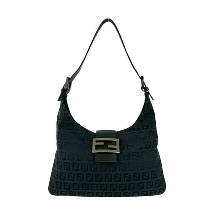 Fendi Zucchino FF Canvas Leather Shoulder Bag