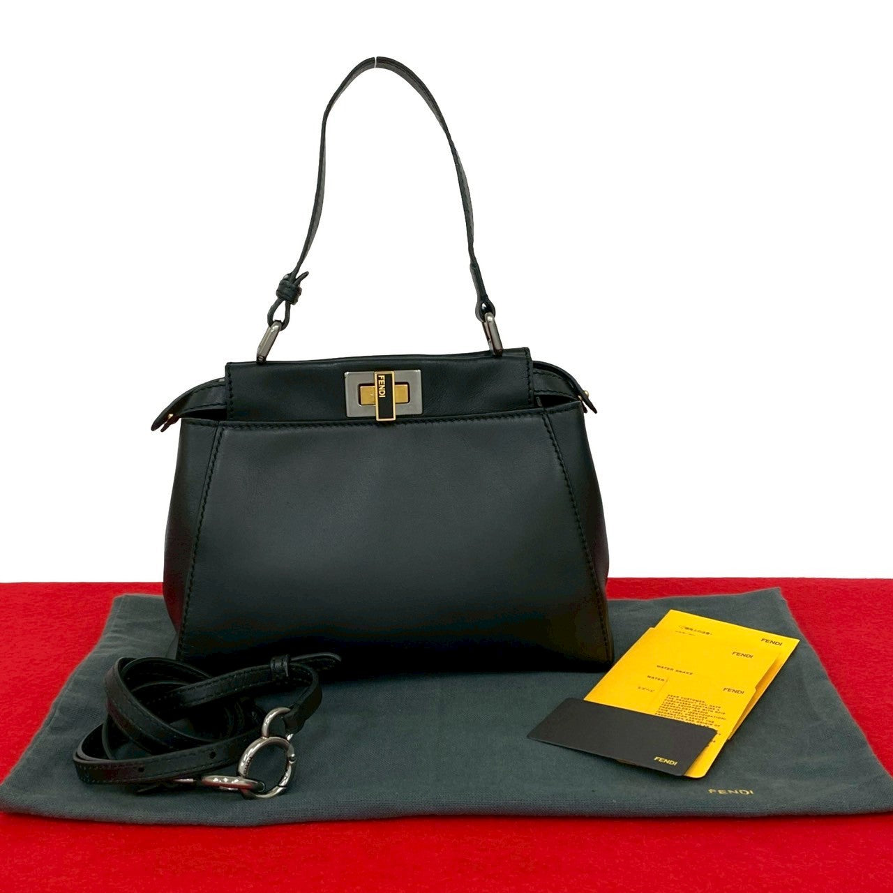 Fendi Peekaboo Leather Red Handbag Style 30