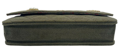 Chanel 17C Paris-Cuba Charms Military Green Canvas WOC Clutch Wallet On Chain