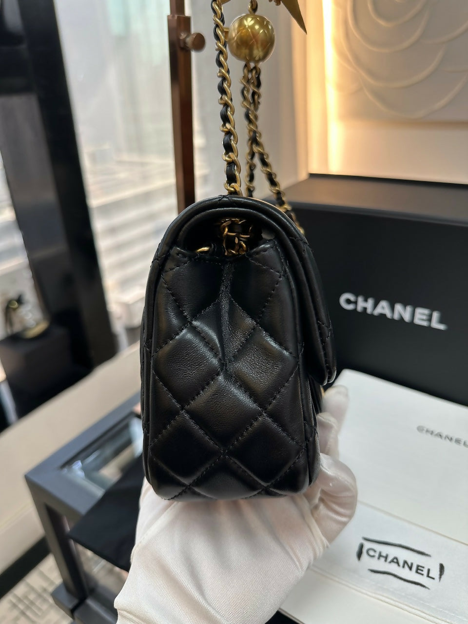 Chanel Luxury Leather Gold Handbag Gold