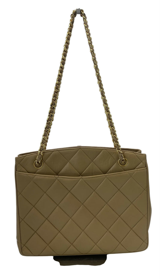 Chanel 90S 24K Big Cc Beige Lambskin Pocket Chain Tote Bag