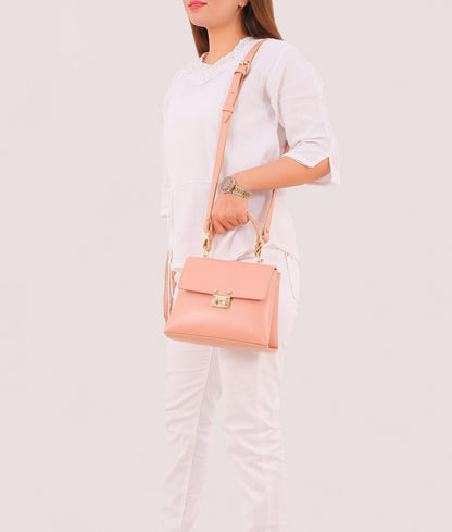 Peach mini top-handle bag