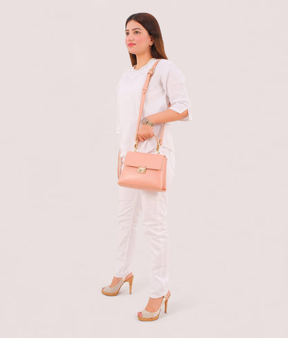 Peach mini top-handle bag