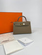 Luxury Hermes Kelly 20 Mini Sellier Bag Gray Epsom Gold Hardware