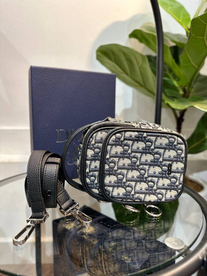 Christian Dior Zip Around Crossbody Pouch Oblique Canvas Mini