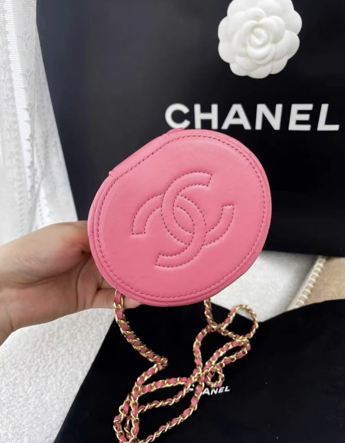 Chanel 23B Pearl Top Handle Pink Mini Vanity Bag