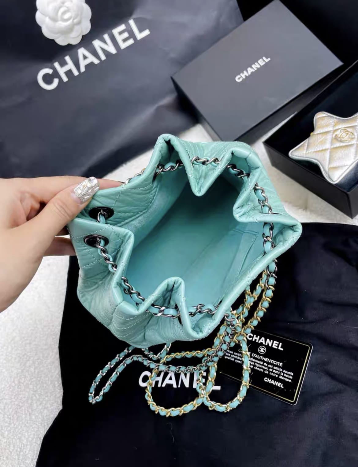Chanel Luxury Leather Blue Shoulder Bag
