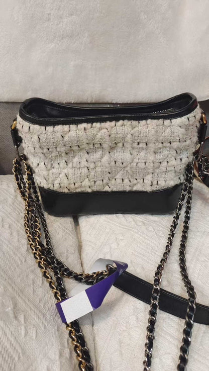 Chanel Tweed Shoulder Bag Black Crossbody Bag
