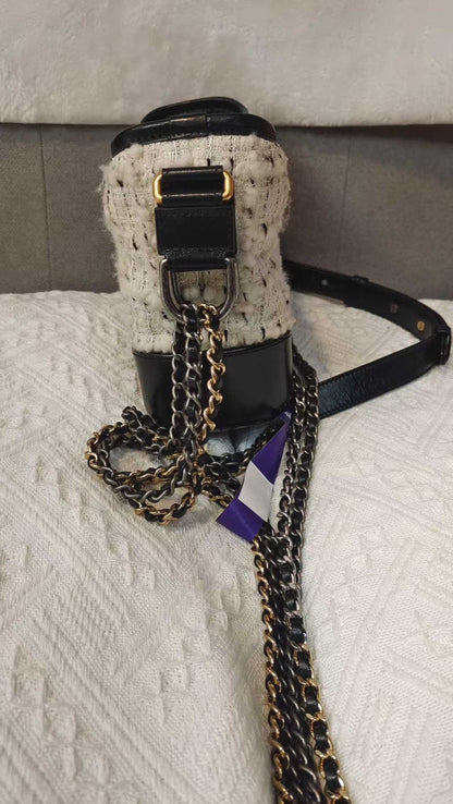 Chanel Tweed Shoulder Bag Black Crossbody Bag