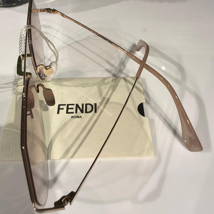 Fendi Geometric Rose Gold Sunglasses