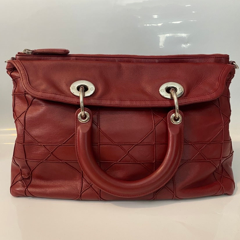 Christian Dior Soft Cannage Red Leather Shoulder Bag