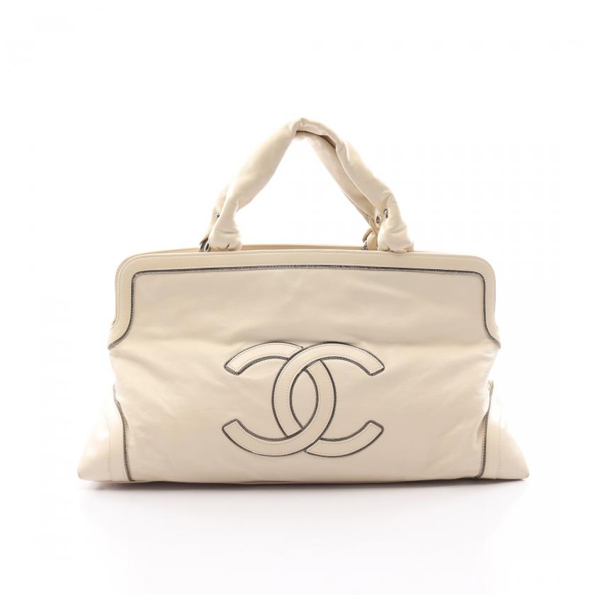 Chanel Leather White Silver Handbag