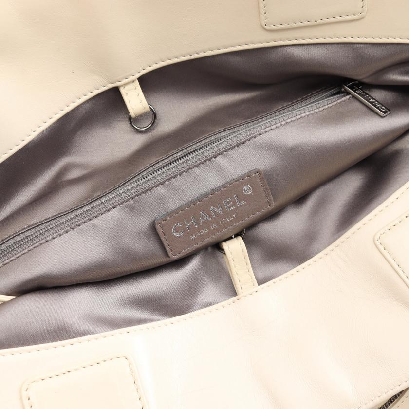 Chanel Leather White Silver Handbag