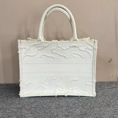 Christian Dior Book Tote Bag White Canvas Large Size