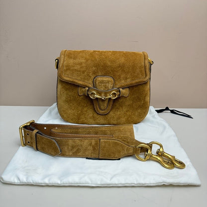 Gucci Horsebit Suede Leather Crossbody Bag - Brown, Medium