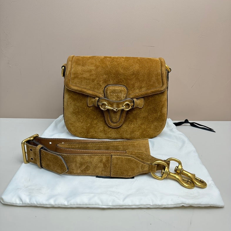 Gucci Horsebit Suede Leather Crossbody Bag - Brown, Medium