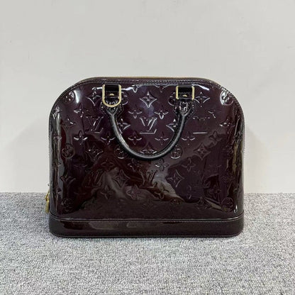 Louis Vuitton Alma Patent Leather HandBag Burgundy
