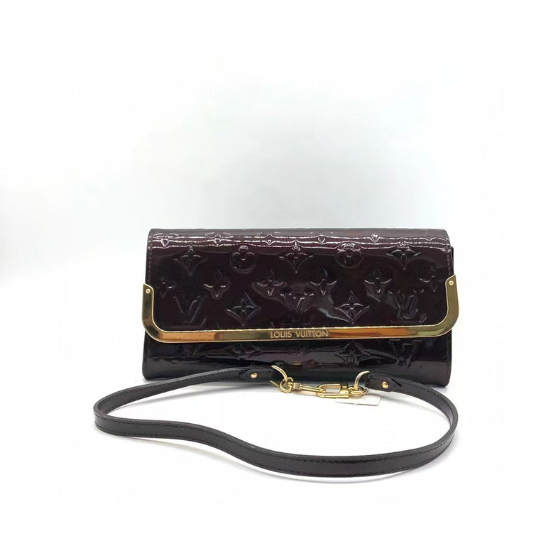 Louis Vuitton Patent Leather Crossbody Bag Burgundy Medium