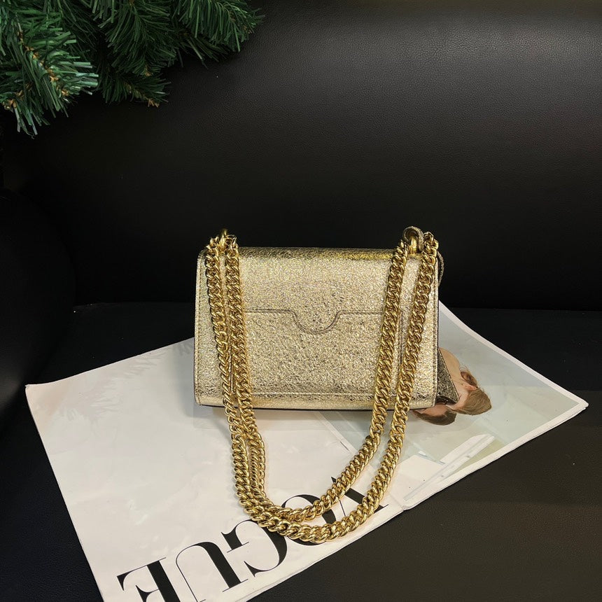 Gucci Champagne Gold Padlock Moonlight Treasure Box Crossbody Bag