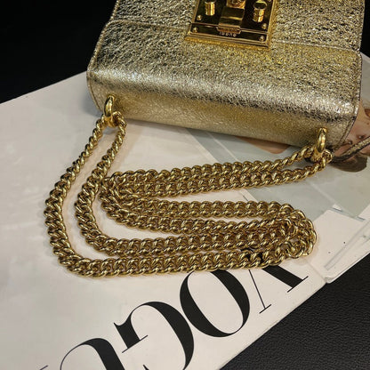 Gucci Champagne Gold Padlock Moonlight Treasure Box Crossbody Bag
