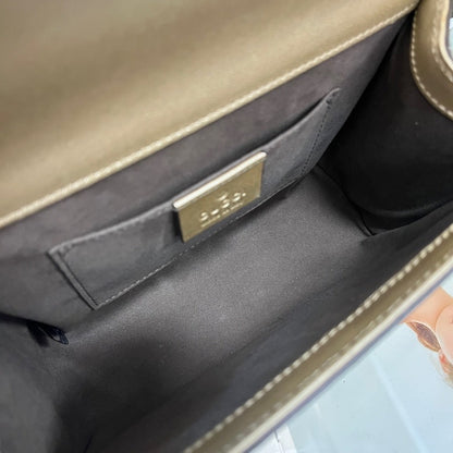 Gucci Champagne Gold Padlock Moonlight Treasure Box Crossbody Bag
