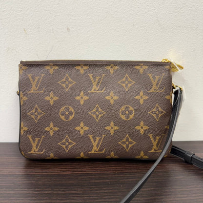 Louis Vuitton Monogram Double Zip Pochette Crossbody Brown