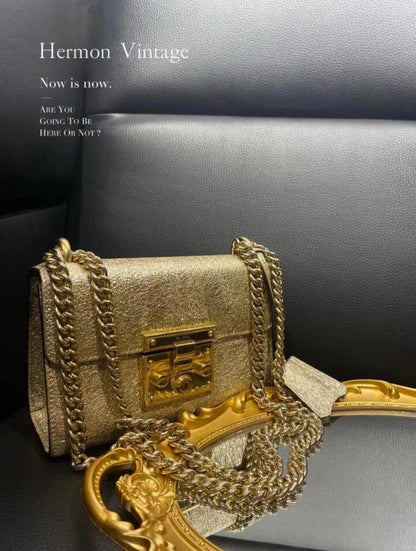 Gucci Champagne Gold Padlock Moonlight Treasure Box Crossbody Bag