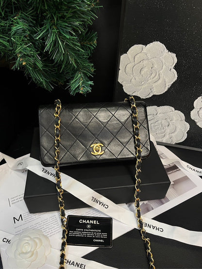 Chanel Black Gold Flap CF Crossbody Bag