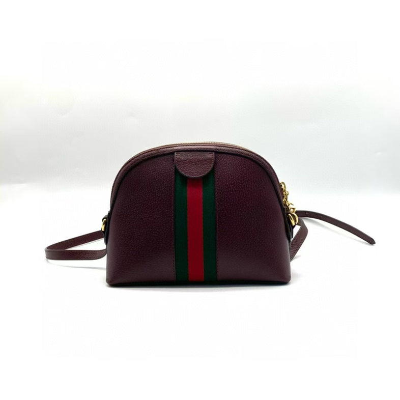 Gucci Crossbody Bag Burgundy Leather Green Red Stripe Small