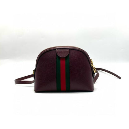 Gucci Crossbody Bag Burgundy Leather Green Red Stripe Small