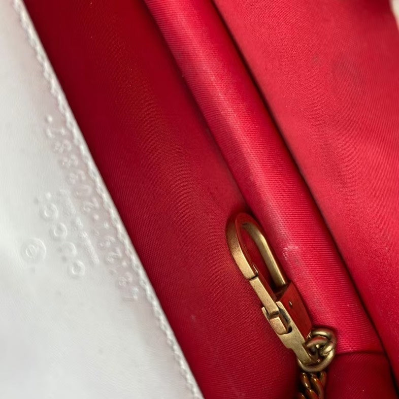 Gucci Beige Cherry GG Leather Crossbody Chain Bag Small
