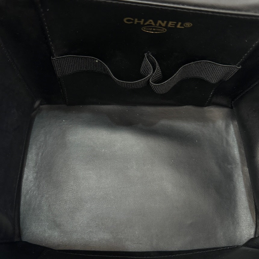 Chanel Black Leather Bull Makeup Box Crossbody Bag