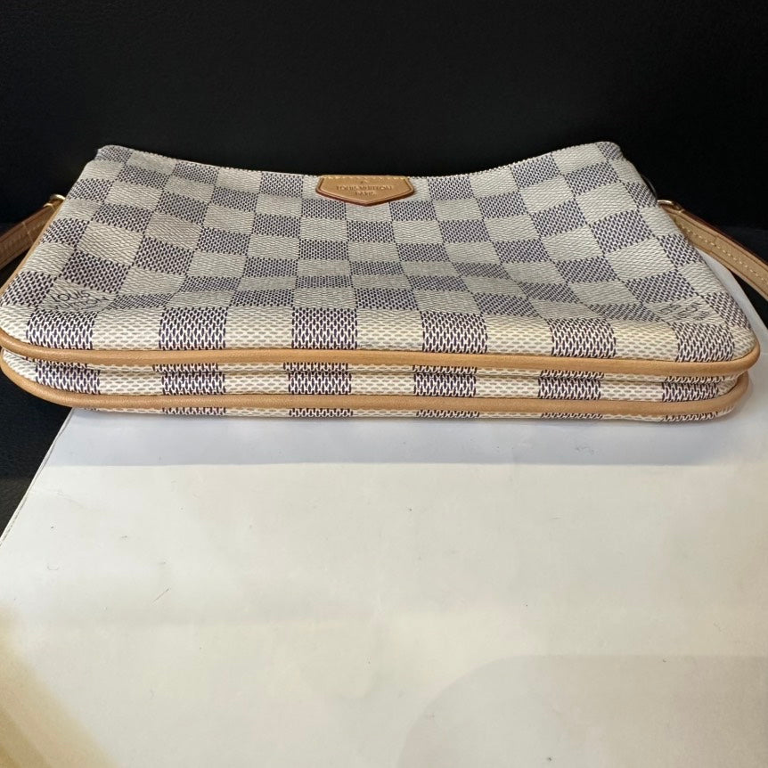 Louis Vuitton White Damier Azur Double Zip Crossbody Bag